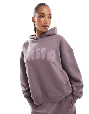 Kaiia - Oversize-Kapuzenpullover in Lila mit Bubble-Logo, Kombiteil