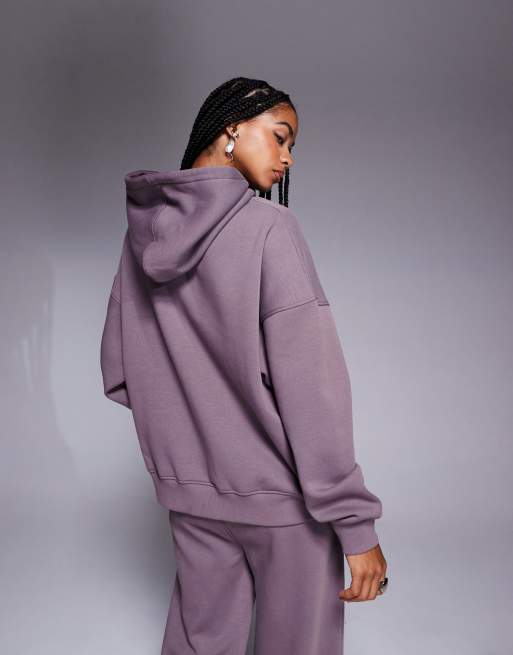 Kaiia – Oversize-Kapuzenpullover in Malve mit hohem Baumwollanteil und Logo-Stickerei, Kombiteil  , 2 von 4