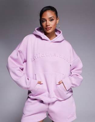 Kaiia - Oversize-Kapuzenpullover in Parma-Violett mit Prägung, Kombiteil-Lila