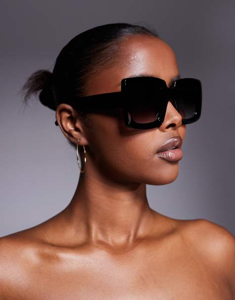 Kaiia oversized chunky square sunglasses in black - view 1