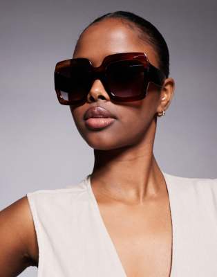 Kaiia Kaiia oversized chunky square sunglasses in brown