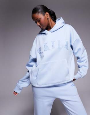Kaiia Oversized Embroidered Logo Hoodie In Blue