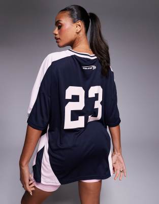 Kaiia Oversized Football Jersey T-shirt In Blue