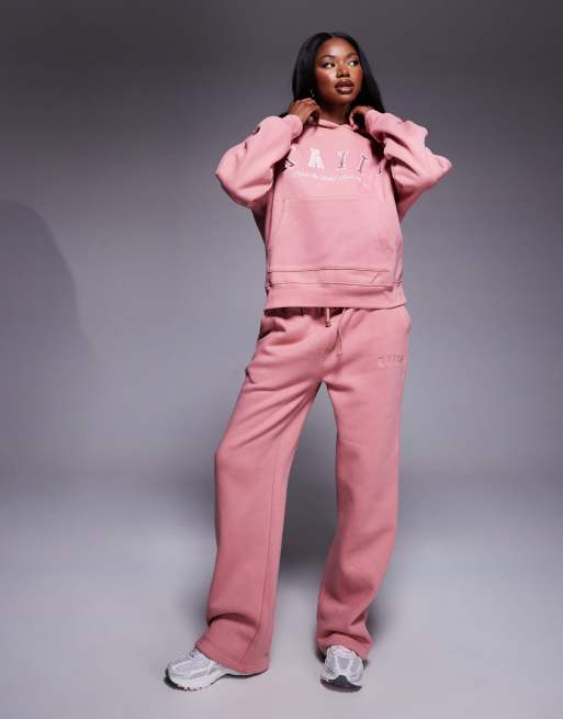 Kaiia - Oversized hoodie met geborduurd logo in roze, deel van co-ord set, 3 van 4