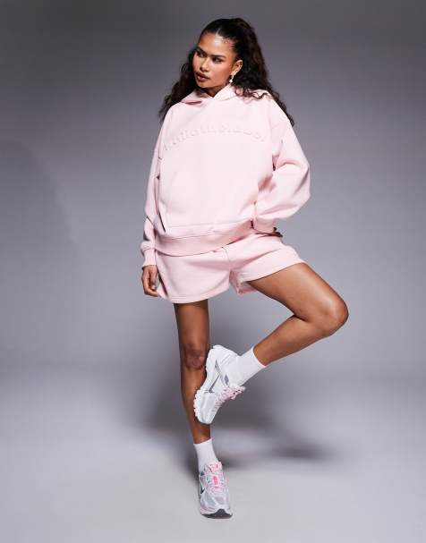 Kaiia - Oversized hoodie met logo in reliëf in zachtroze, deel van co-ord set - view 1