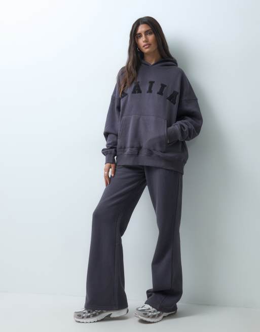 Kaiia - Oversized hoodie van katoenmix met logo in donkergrijs, deel van co-ord set  , 4 van 4