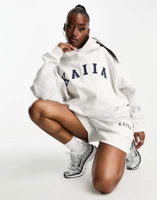 Kaiia Oversized Logo Hoodie In Gray Heather - Part Of A Set