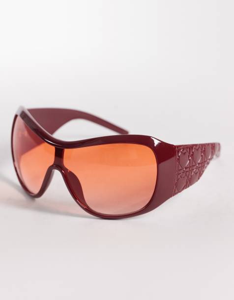 Kaiia oversized ombre lens visor sunglasses in burgundy - view 1