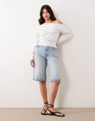 Kaiia Oversized One Shoulder Sweatshirt In Gray