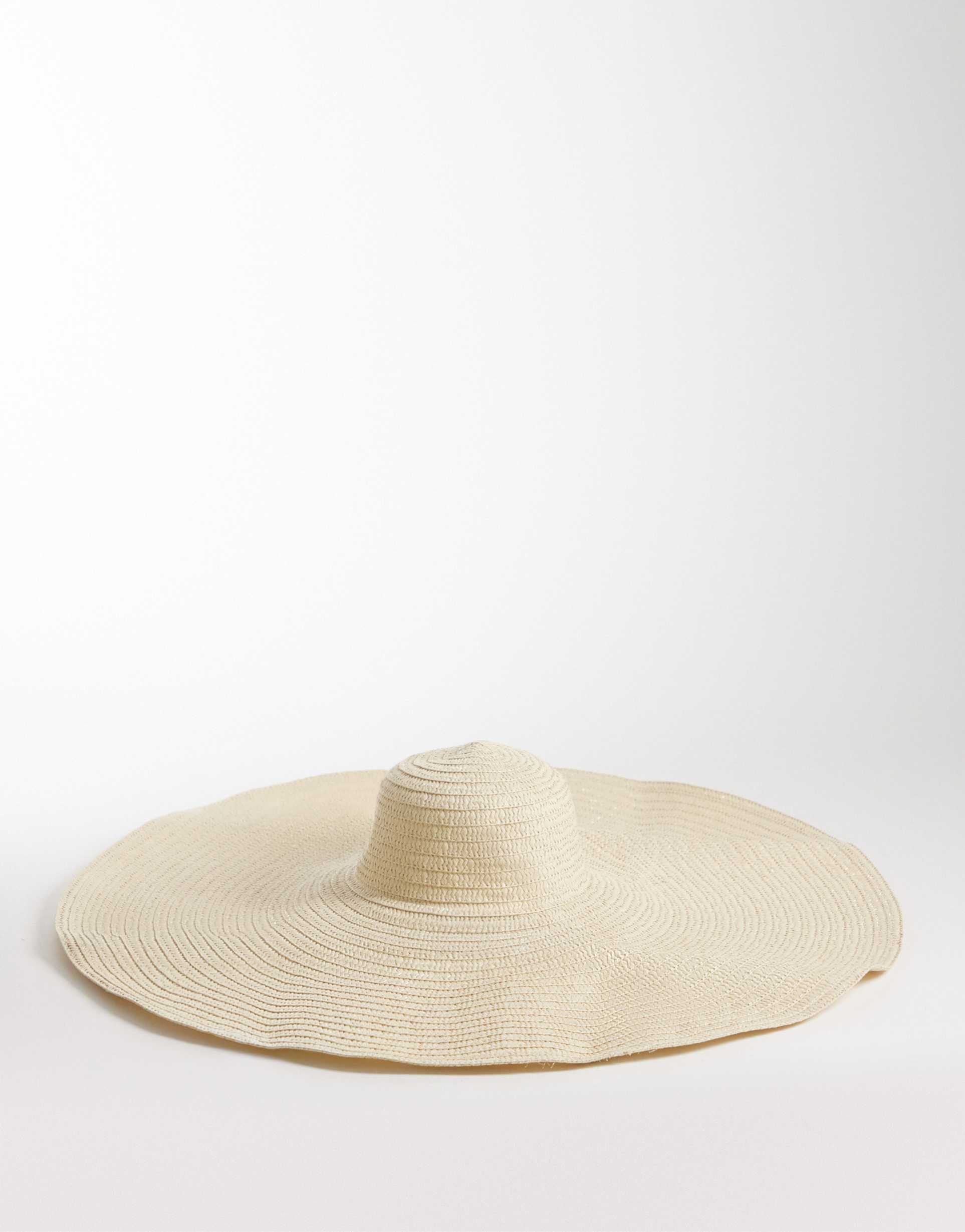 kaiia oversized wide brim hat in beige