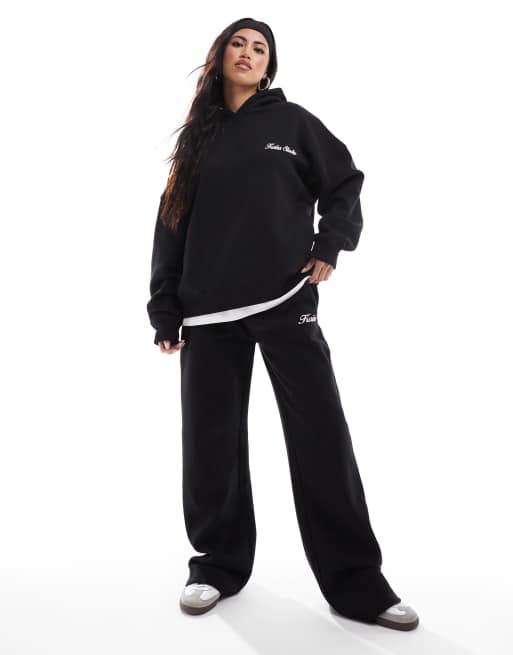 Kaiia - Pantalon de jogging d'ensemble ample - Noir, 2 de 5