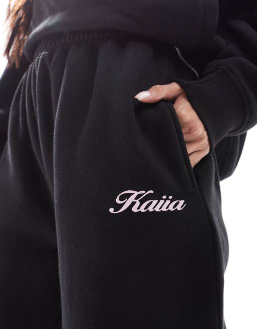 Kaiia - Pantalon de jogging d'ensemble ample - Noir, 4 de 5