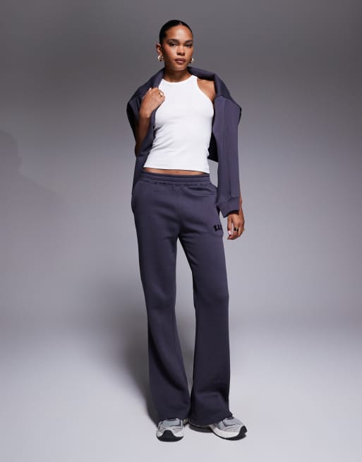 Kaiia - Pantalon de jogging d'ensemble large en coton mélangé avec logo brodé - Gris foncé  