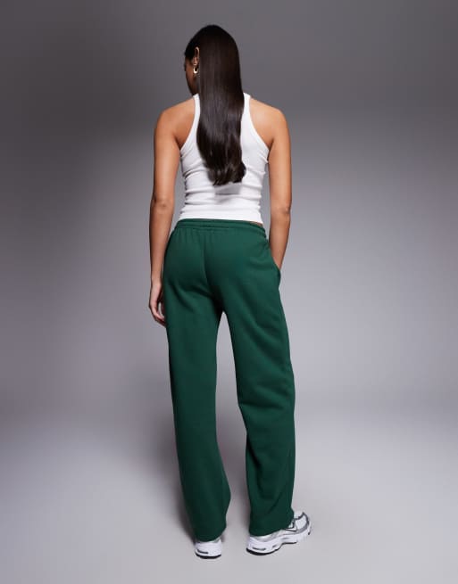 Kaiia - Pantalon de jogging d'ensemble large riche en coton avec logo brodé - Vert forêt, 2 de 5