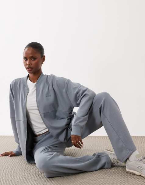 Kaiia - Pantalon de jogging large d'ensemble en maille interlock de qualité supérieure riche en coton à détails plissés - Gris - view 1
