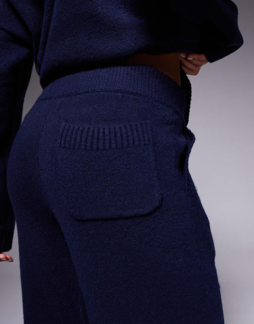 Kaiia - Pantalon d'ensemble ample en maille avec broderie logo - Bleu marine, 5 de 5