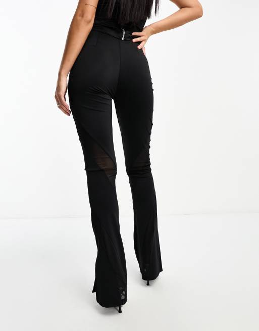 Pantalon noir évasé fendu hot sale