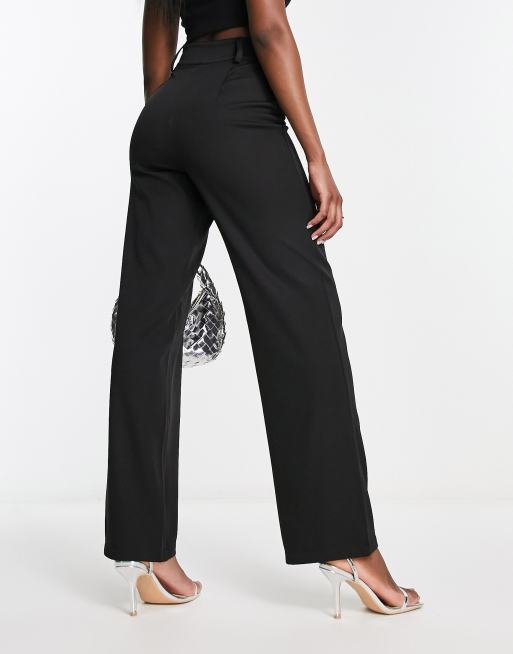 Kaiia - Pantalon large taille haute à coutures visibles - Noir, 2 de 4