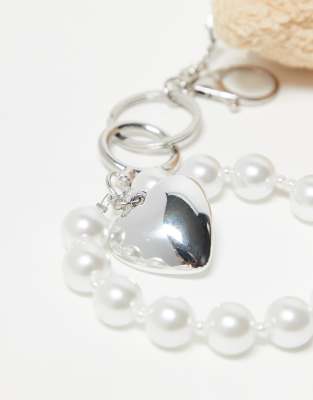 Kaiia Pearl Chain Teddy Bear Bag Charm