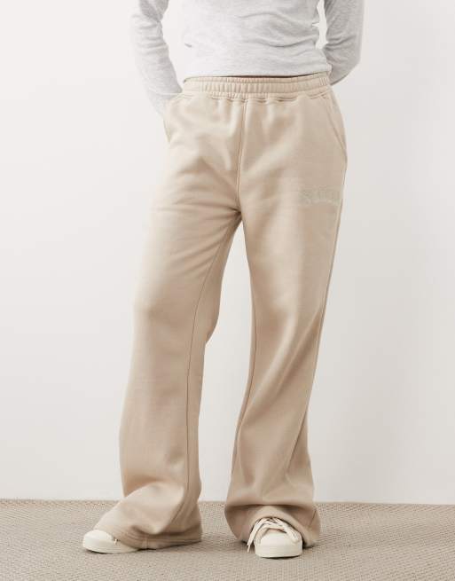 Kaiia Petite cotton blend wide leg joggers in stone, 2 of 5