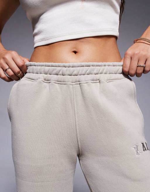 Kaiia Petite cotton blend wide leg trackies in stone, 5 of 5