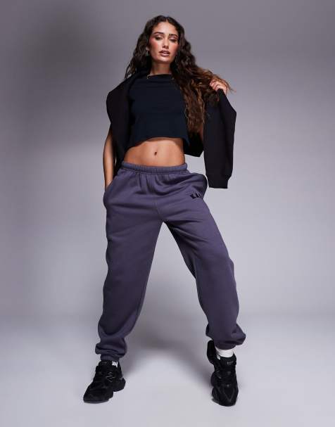 Kaiia Petite embroidered logo cuffed trackies in dark grey - view 1