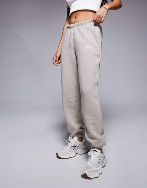 Kaiia - Petite - Joggingbroek van katoenmix met boorden in beige, 4 van 5