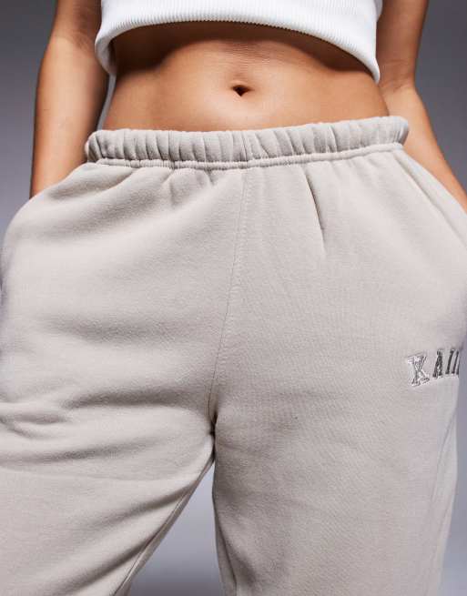 Kaiia - Petite - Joggingbroek van katoenmix met boorden in beige, 5 van 5