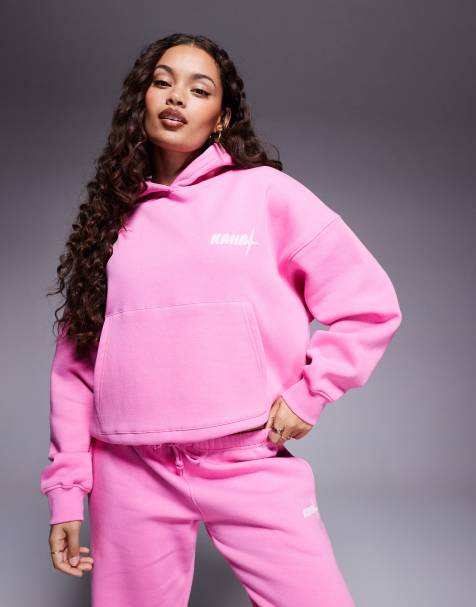 Kaiia Petite logo oversized hoodie co-ord in pink - view 1
