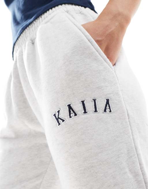 Kaiia Petite - Pantalon de jogging ample en coton mélangé - Gris clair  , 2 de 5