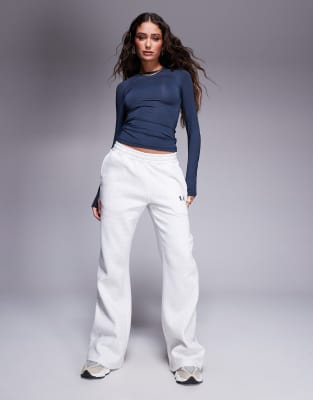 Petite - Pantalon de jogging large en coton mélangé avec logo brodé - Gris clair 32
