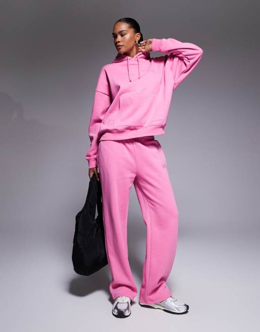 Kaiia - Pink sæt med joggingbukser med brede ben og oversized hættetrøje med rhinstens-logo - Kun hos ASOS, 3 af 3