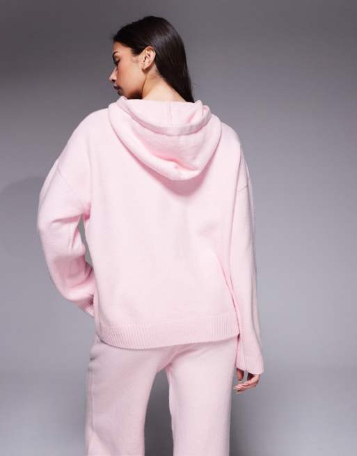Kaiia - Pink strikket hættetrøje med broderet logo i uldfølelse - Del af sæt, 2 af 4