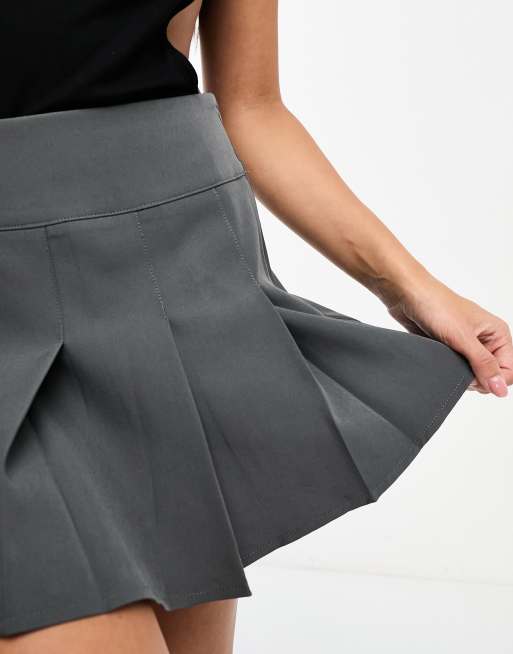 Charcoal grey pleated skirt sale