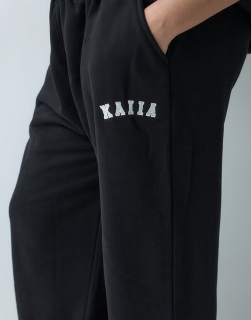Kaiia Plus cotton blend wide leg joggers co-ord in black, 5 of 5