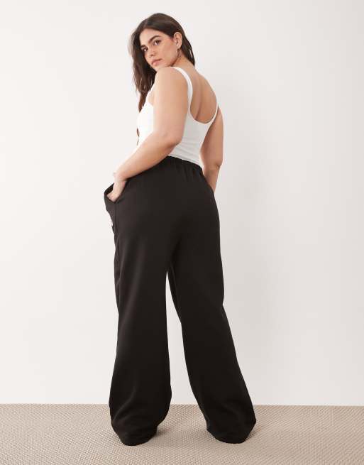 Kaiia Plus cotton blend wide leg trackies in black (part of a set), 5 of 5