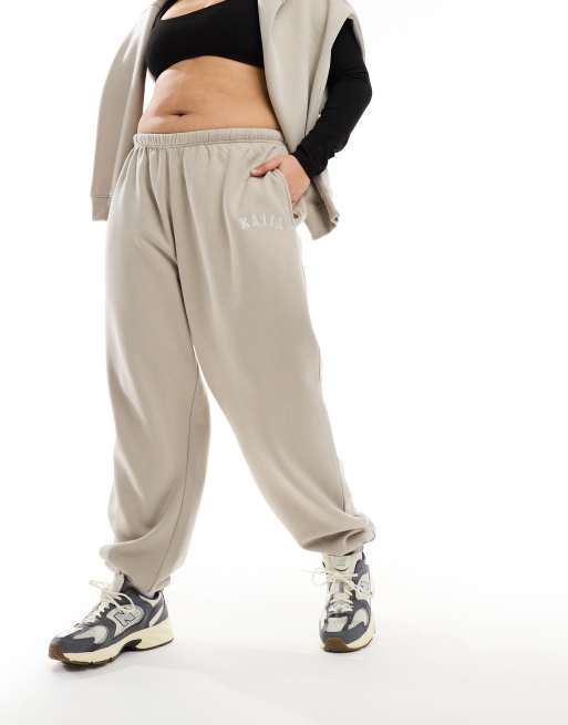 Kaiia Plus cuffed sweatpants in stone - part of a set