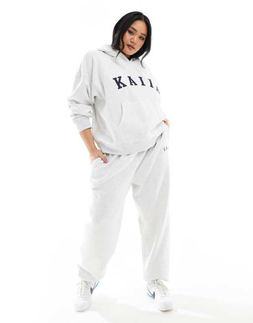 Kaiia Plus cuffed trackies in light grey (part of a set)