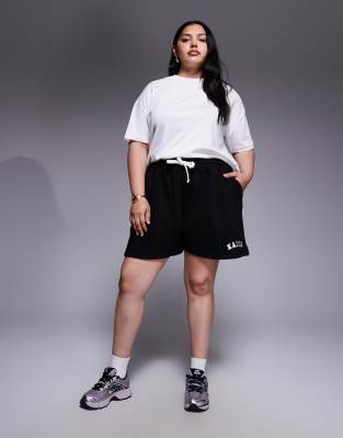 KAIIA PLUS COTTON RICH EMBROIDERED LOGO SWEAT SHORTS CO-ORD