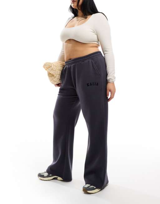 Kaiia Plus - Joggers a fondo ampio grigio scuro