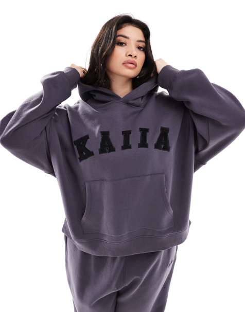Kaiia Plus logo oversized hoodie in dark gray - part of a set - view 1