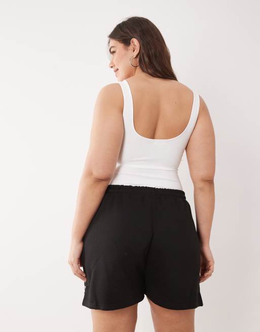 Kaiia Plus - Pantaloncini della tuta neri in misto cotone con logo ricamato in coordinato   , 5 di 5