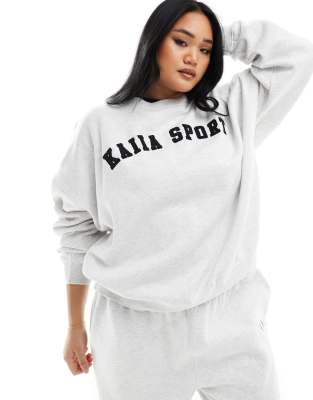 Kaiia Plus - Sweatshirt in Hellgrau mit Logo