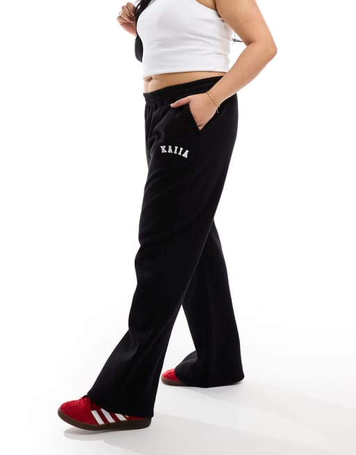 Kaiia Plus wide leg joggers in black, 5 of 5