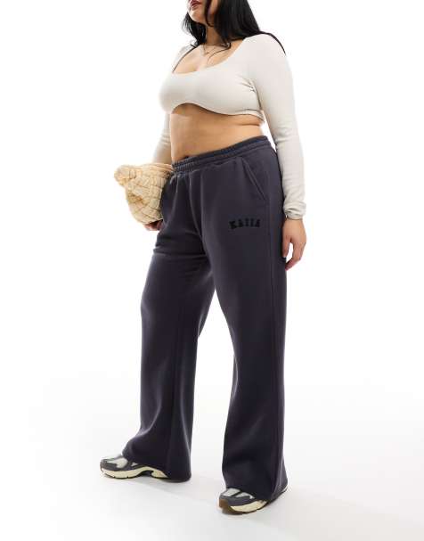 Kaiia Plus wide leg joggers in dark grey - view 1