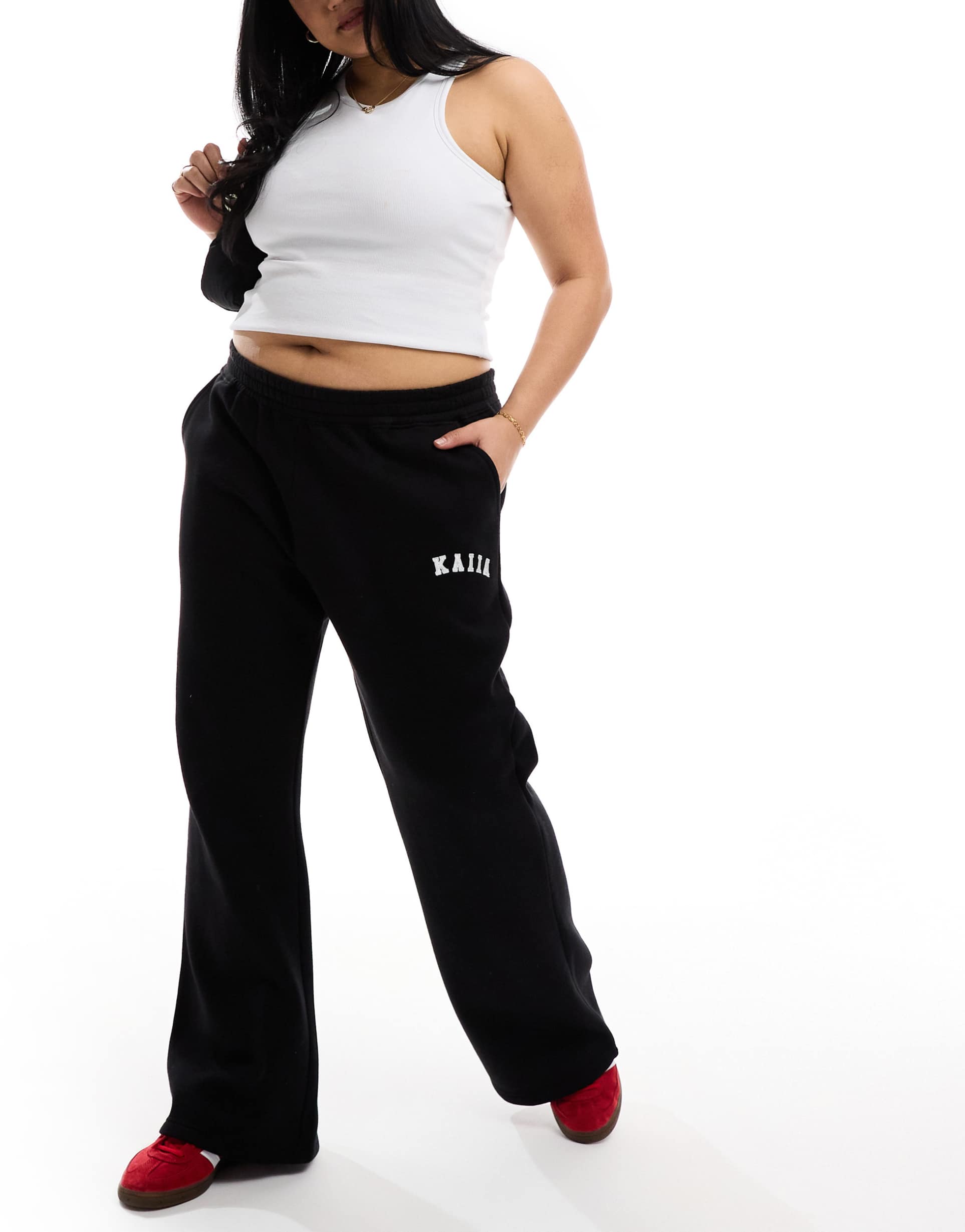 kaiia plus wide leg sweatpants in black