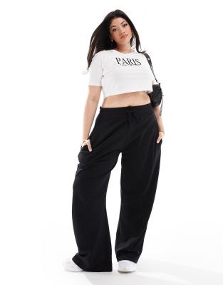 Plus wide leg sweatpants in black