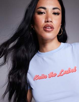 Kaiia Puff Printed Logo Cropped Baby Tee