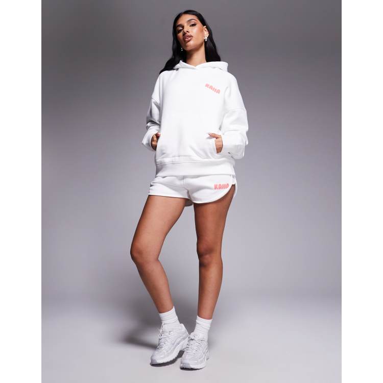 Kaiia puff printed logo mini sweat shorts, oversized hoodie