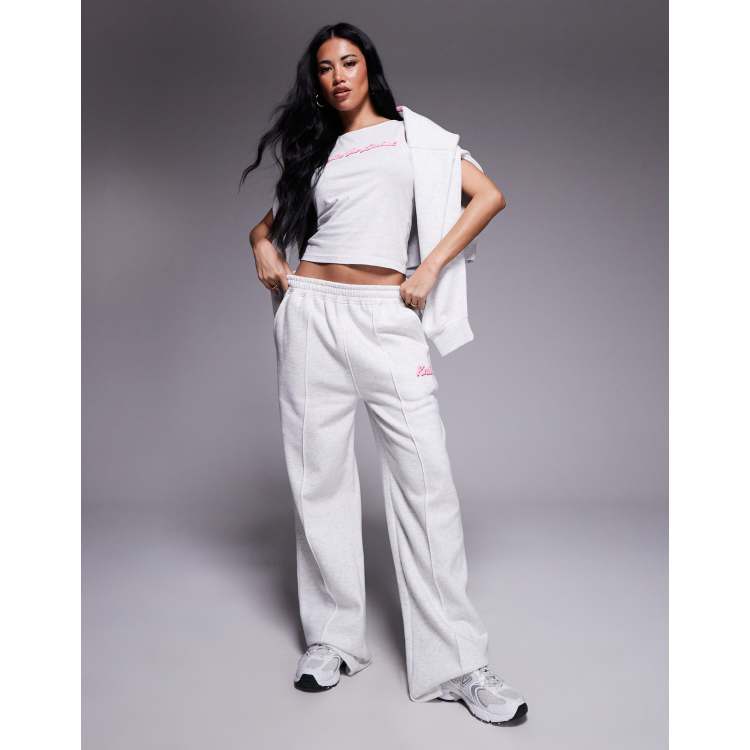 ★Wai Kei★ Logo embroidered sweatpants melange white YKBE01 MUSINSA | WAI KEI Logo embroidered sweatpants grey